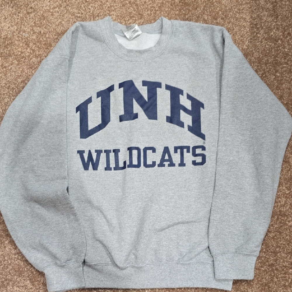 Gildan Gray and Blue Crewneck Sweater